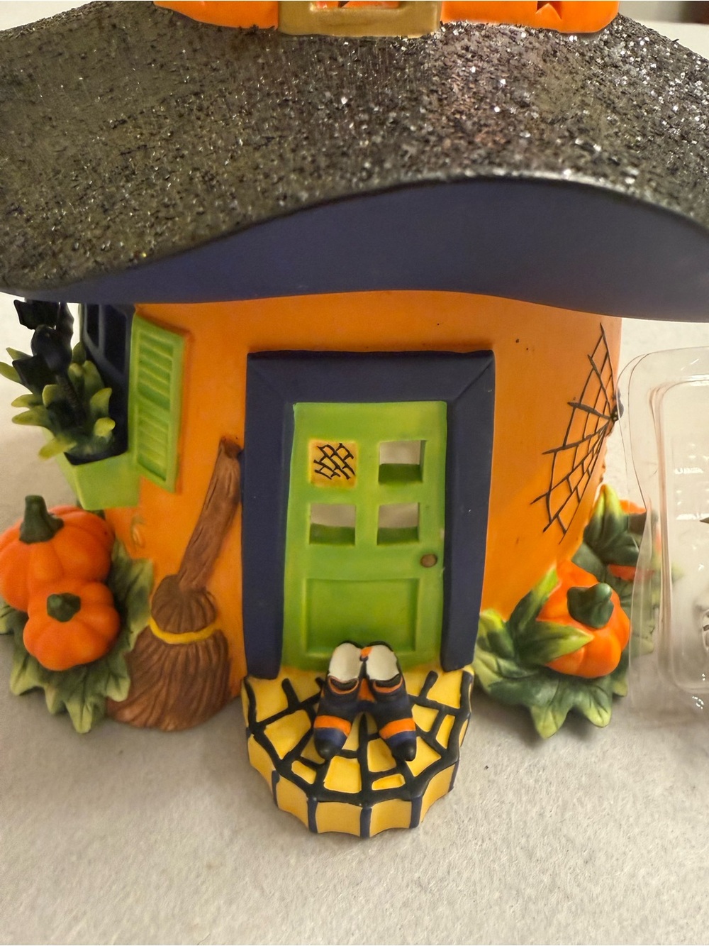 PartyLite Halloween Candle Holder Ceramic Pumpkin Witch House Retired Vintage - Picture 6 of 16